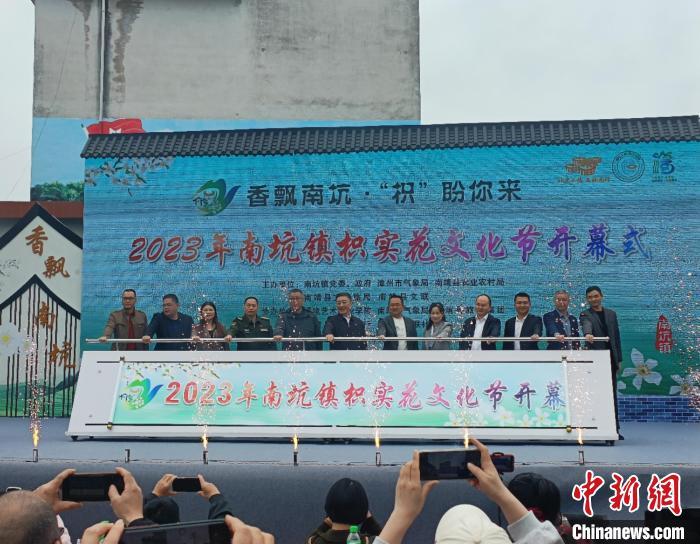 “香飘南坑‘枳’盼你来”2023年福建漳州南靖县南坑镇枳实花文化节活动现场。 廖珍妹 摄 “香飘南坑‘枳’盼你来”2023年福建漳州南靖县南坑镇枳实花文化节活动现场。 廖珍妹 摄