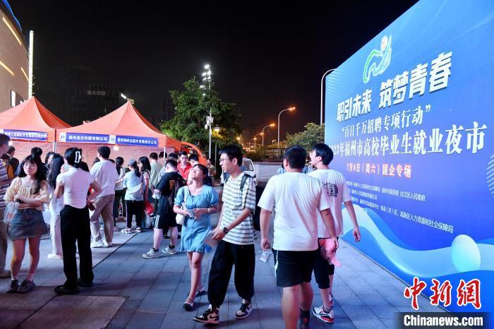 2023年高校毕业生就业夜市在福州宝龙广场举行。 吕明 摄