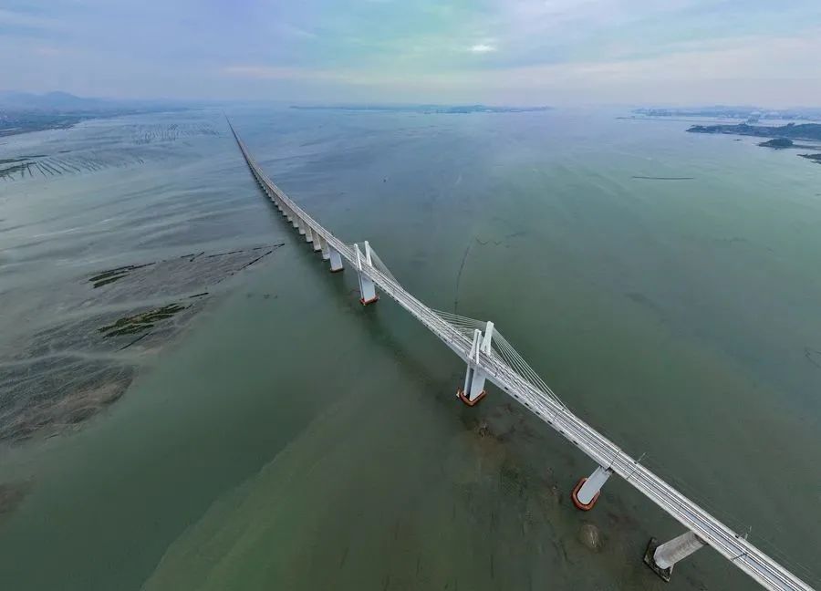 福厦高铁湄洲湾跨海大桥一景。张海根摄