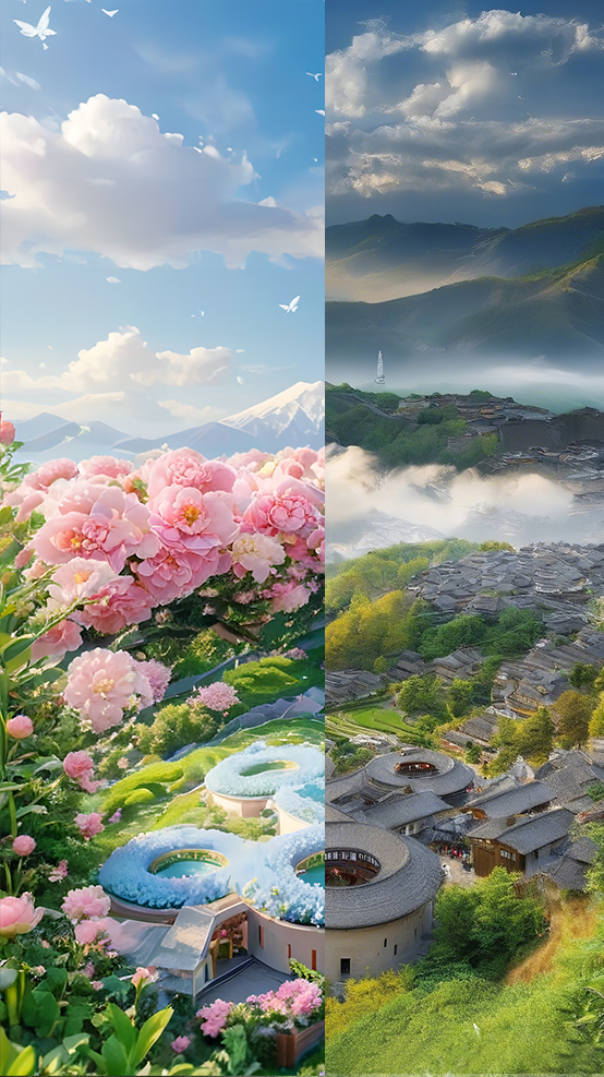 AI生图·漳州田螺坑土楼群（拼版图片）