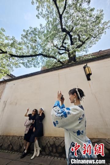 4月10日，游客在福州三坊七巷游玩。中新社记者 王东明 摄 