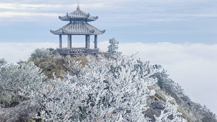 德化九仙山入冬首场雾凇映云海